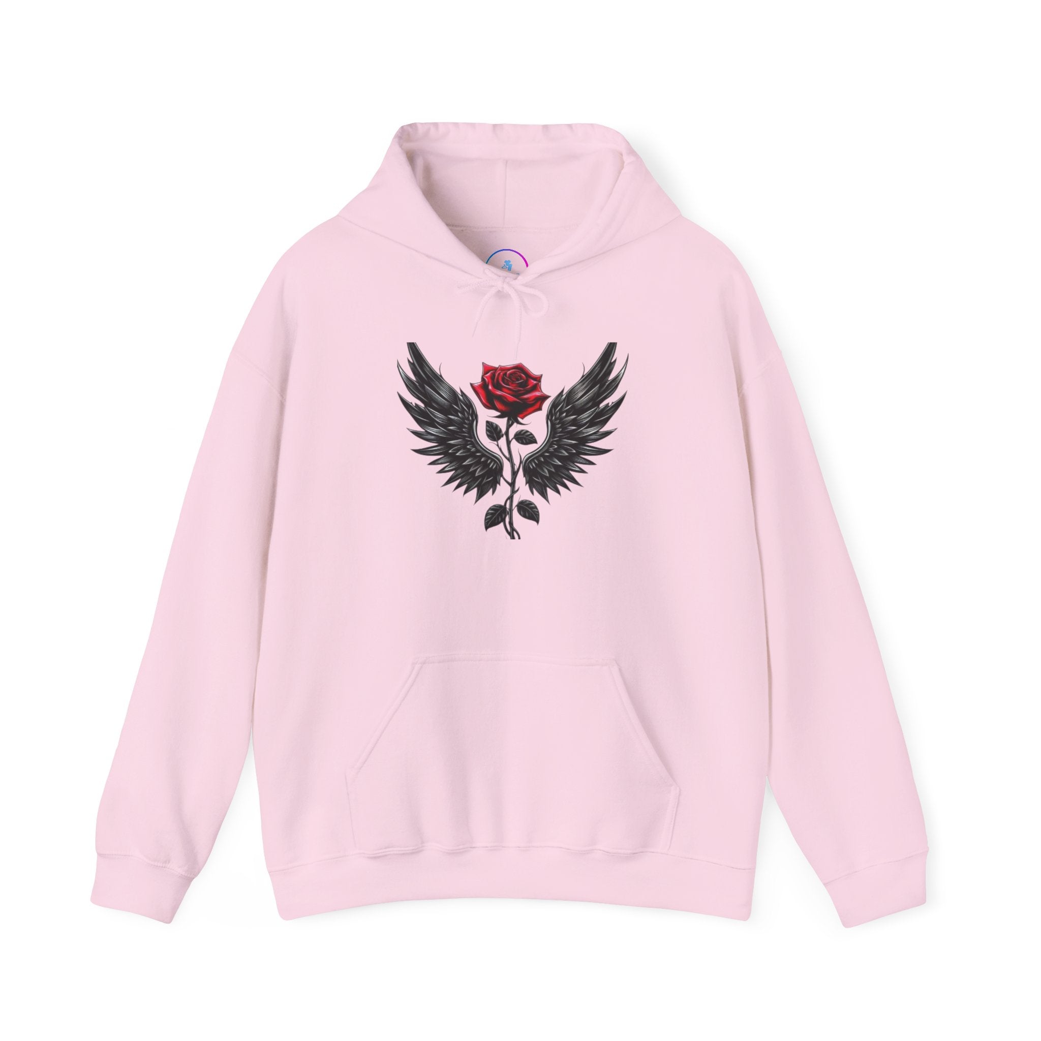 Rose & Wings Hoodie — Gothic Red Rose Skull Graphic Sweatshirt