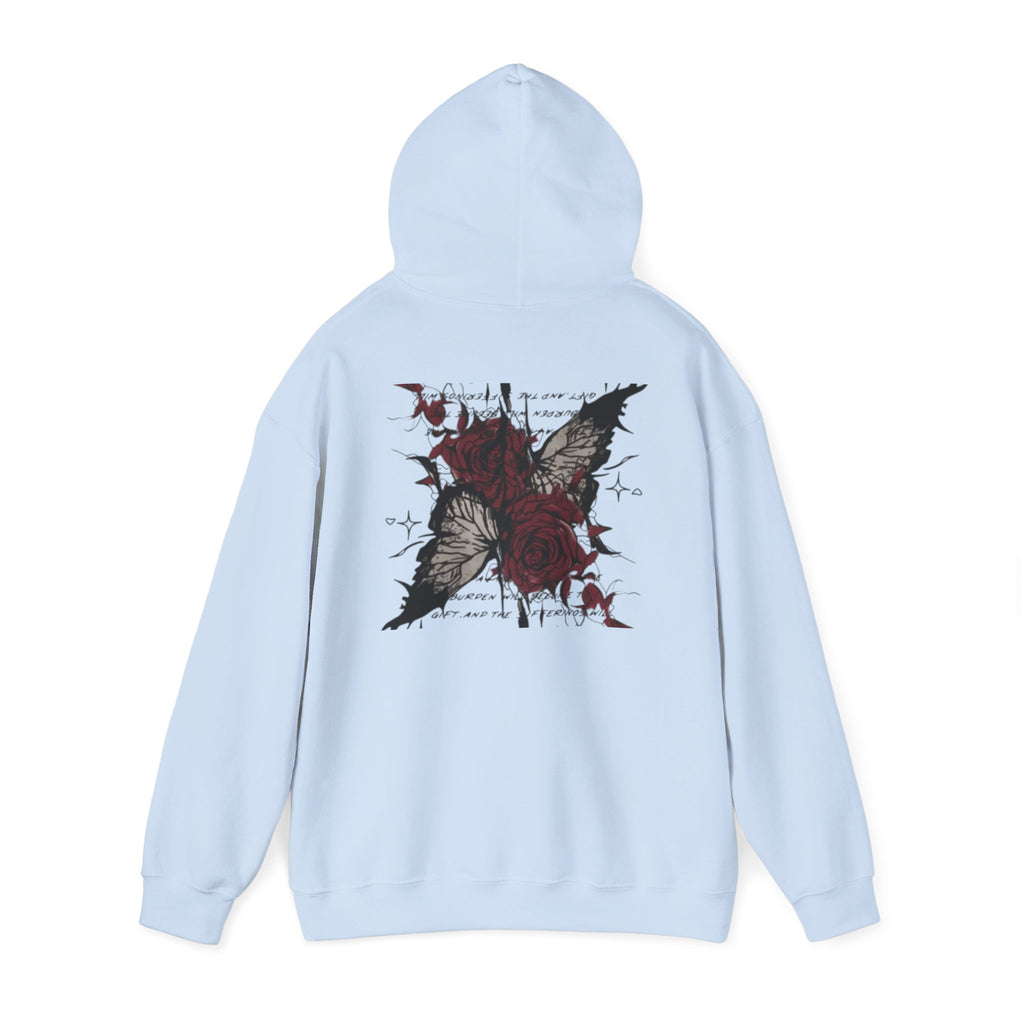 Rose & Wings Hoodie — Gothic Red Rose Skull Graphic Sweatshirt