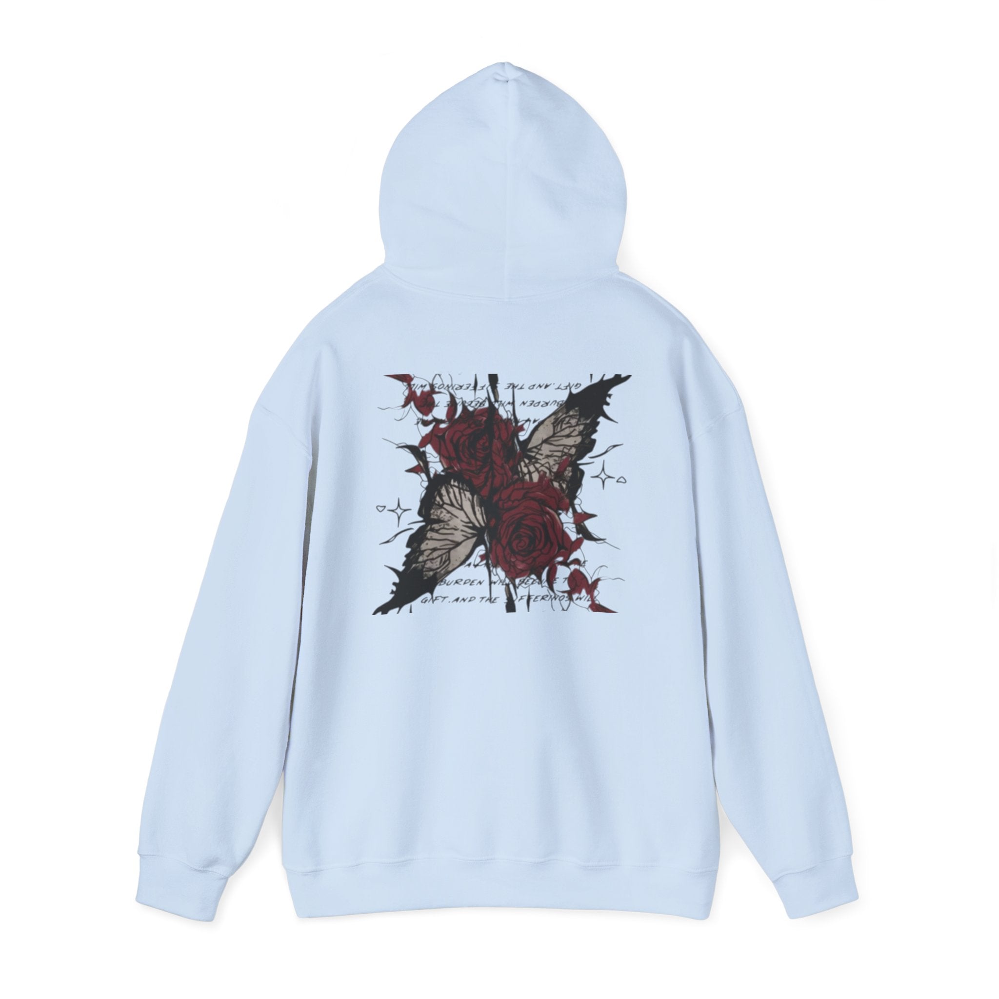 Rose & Wings Hoodie — Gothic Red Rose Skull Graphic Sweatshirt