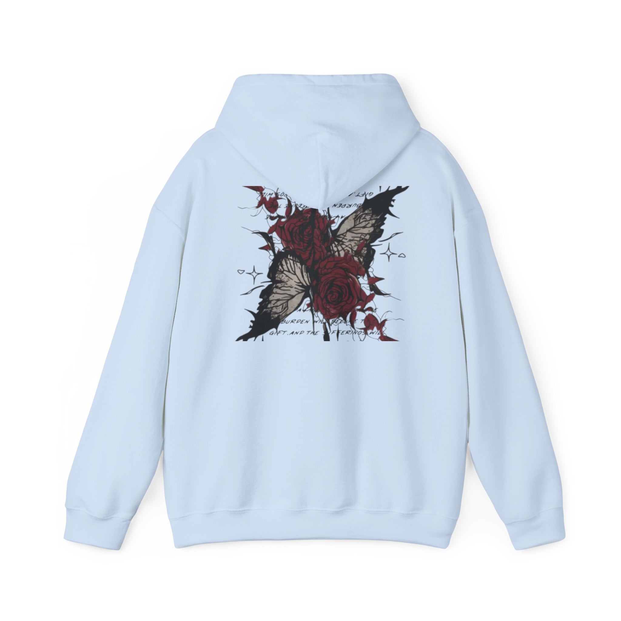 Rose & Wings Hoodie — Gothic Red Rose Skull Graphic Sweatshirt