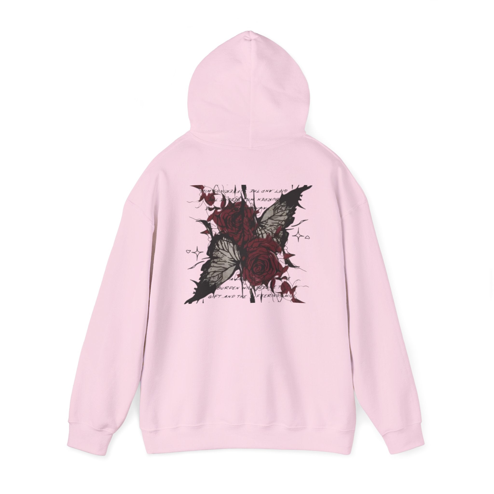 Rose & Wings Hoodie — Gothic Red Rose Skull Graphic Sweatshirt