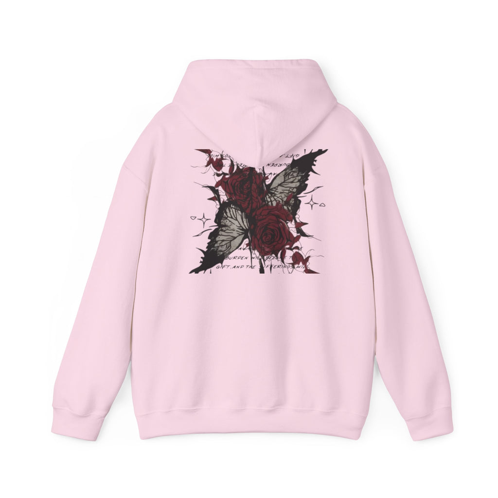 Rose & Wings Hoodie — Gothic Red Rose Skull Graphic Sweatshirt