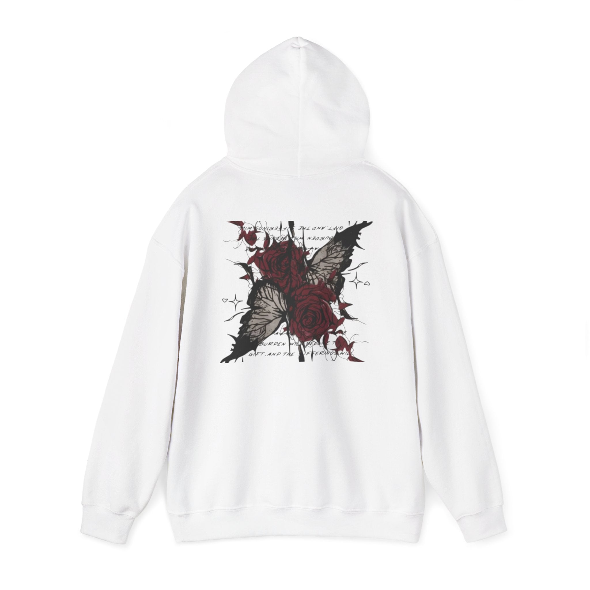 Rose & Wings Hoodie — Gothic Red Rose Skull Graphic Sweatshirt