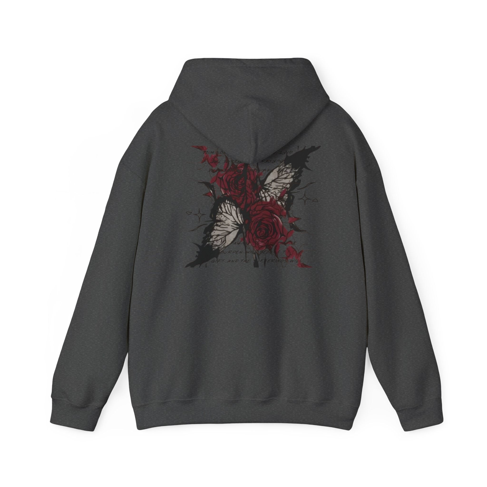 Rose & Wings Hoodie — Gothic Red Rose Skull Graphic Sweatshirt
