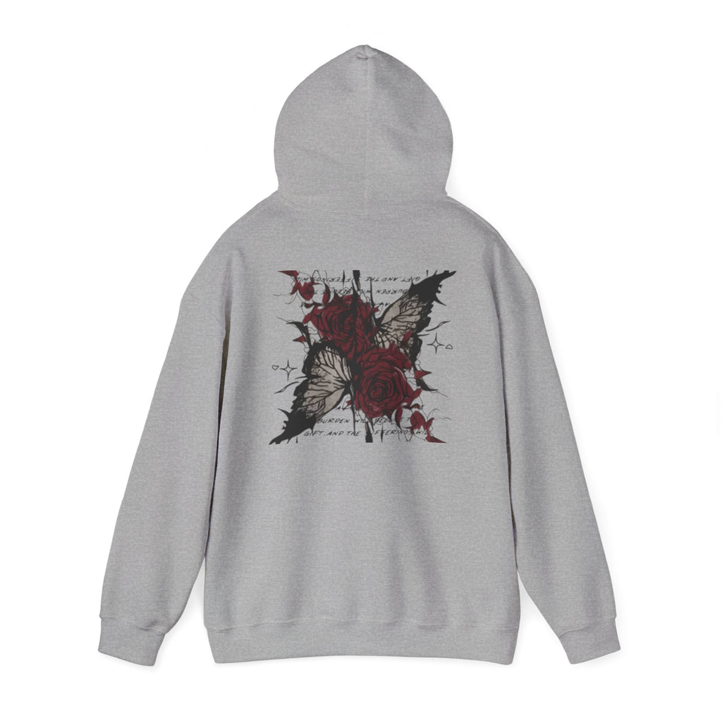 Rose & Wings Hoodie — Gothic Red Rose Skull Graphic Sweatshirt
