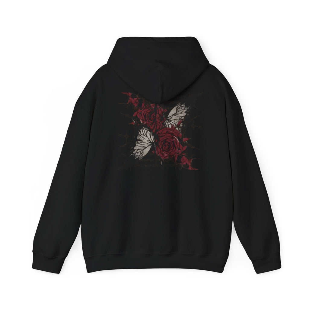 Rose & Wings Hoodie — Gothic Red Rose Skull Graphic Sweatshirt