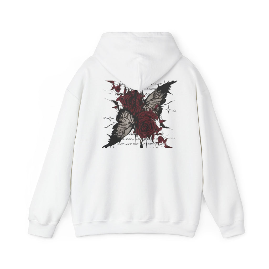 Rose & Wings Hoodie — Gothic Red Rose Skull Graphic Sweatshirt